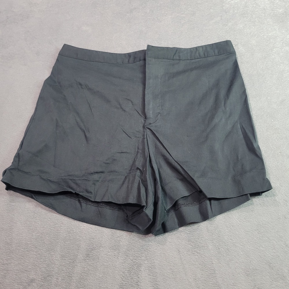 Hillard & Hanson Shorts Women 10 Black Casual Stretch Chino Mid Rise Solid Basic
